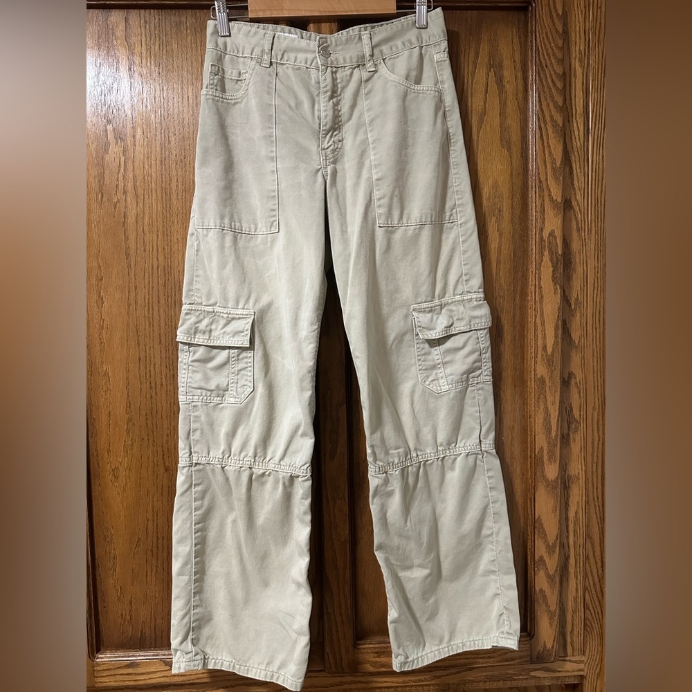 Zara wide leg high rise cargo pants utility chic sz 4